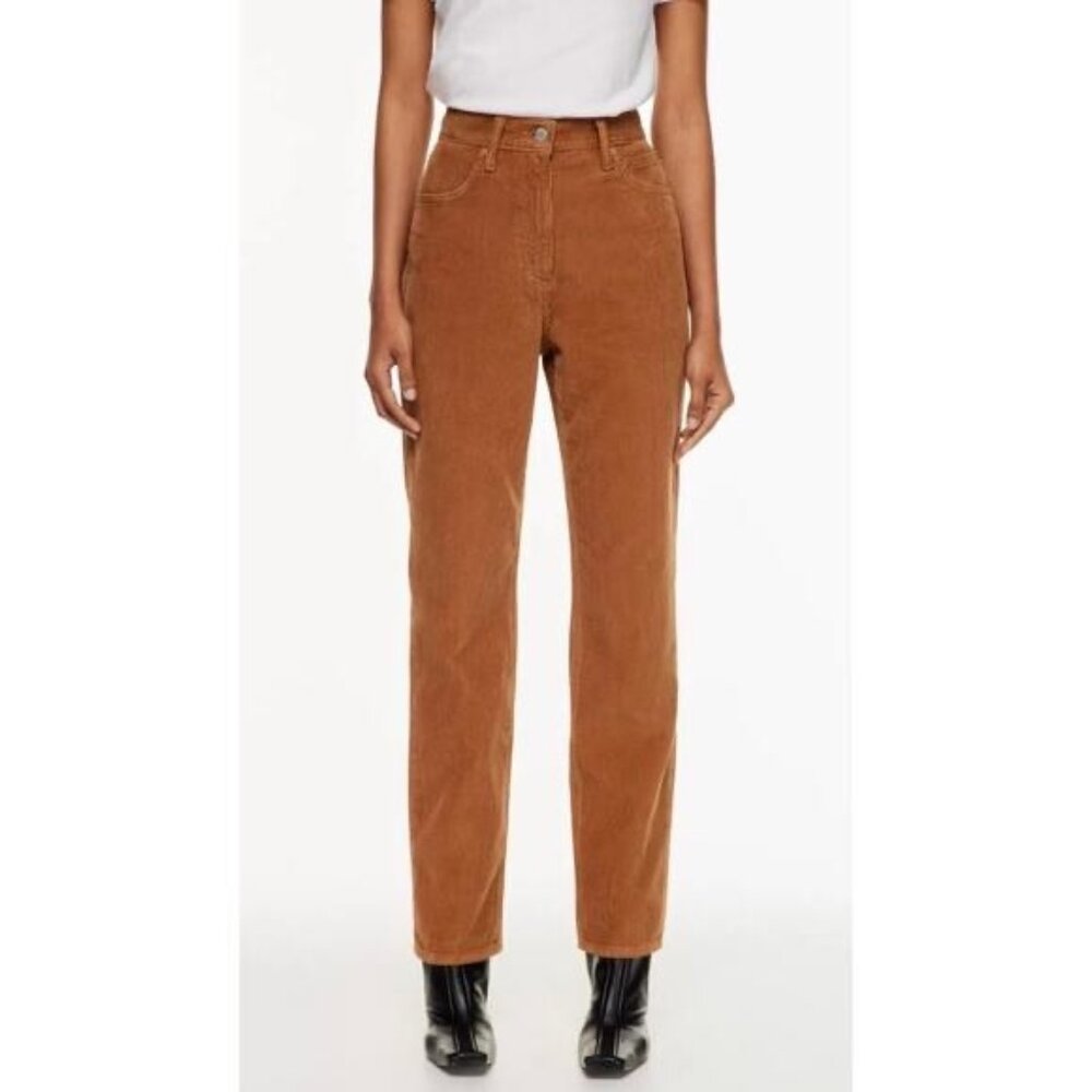 Denim Forum Joni High Rise Loose Corduroy Pants Camel 27 Tall Preppy Academia